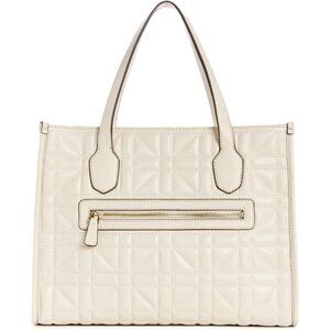 Women's Silvana Double Compartment Tote Stone PU Leather Zipper Silver Hardware